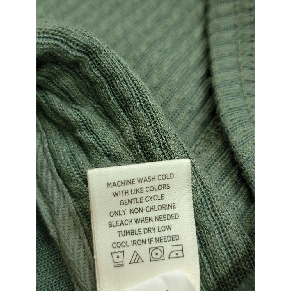 Ultra Flirt 1X Jonny Collar Pullover Olive Green Ribbed Long Sleeve Top New
